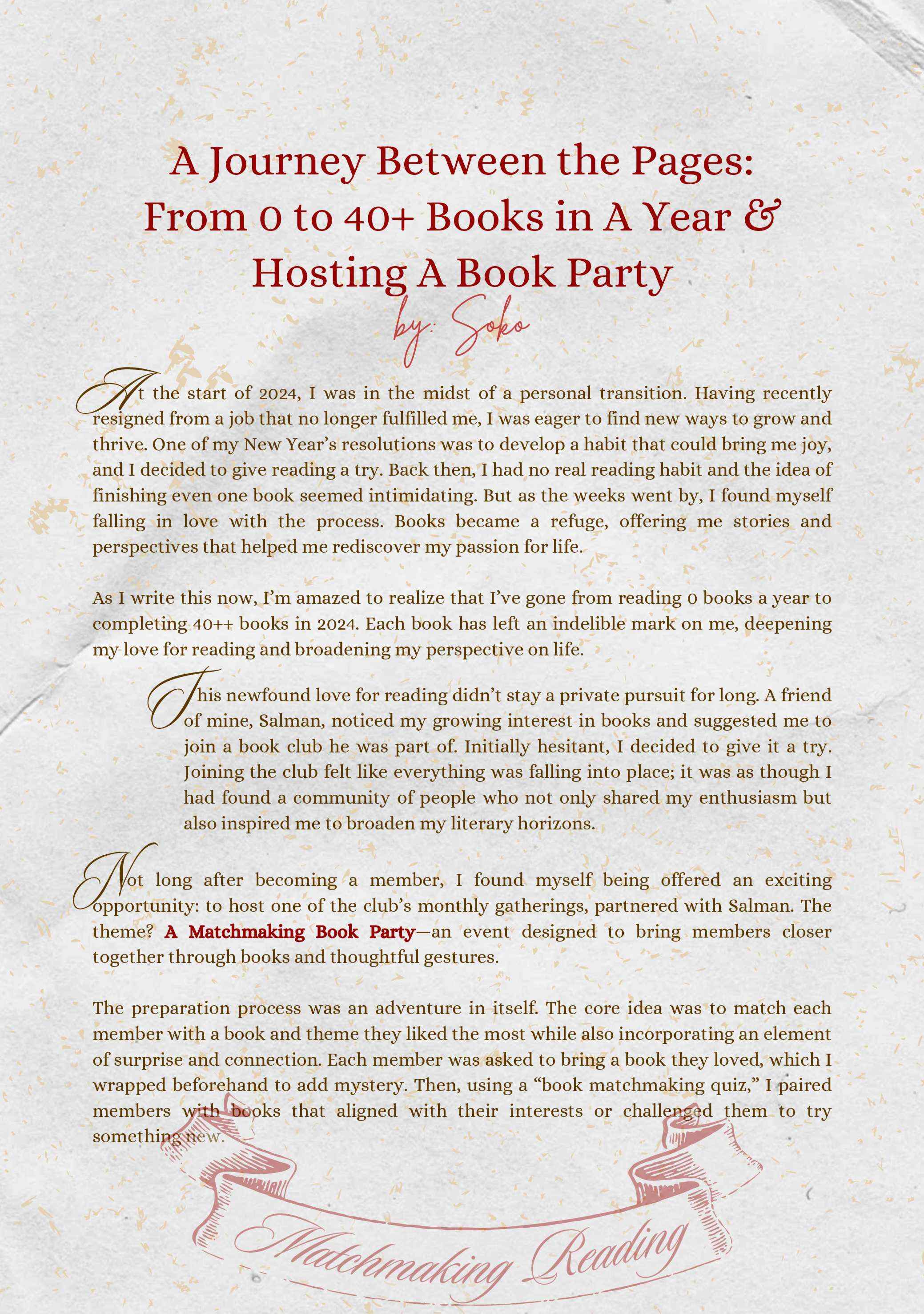 A Journey Between the Pages: From 0 to 40+ Books in A Year & Hosting A Book Party cover