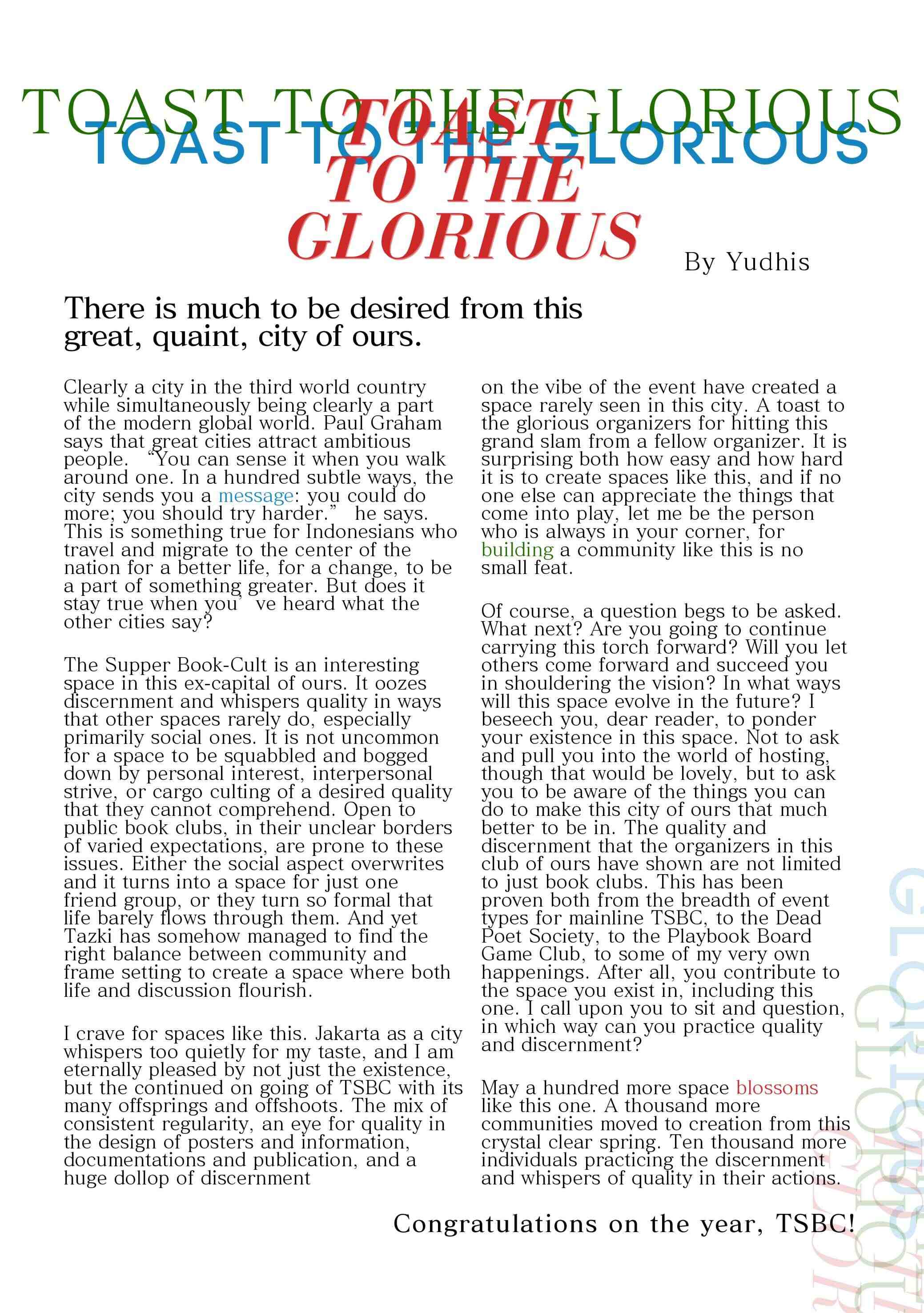 Toast to the Glorious cover